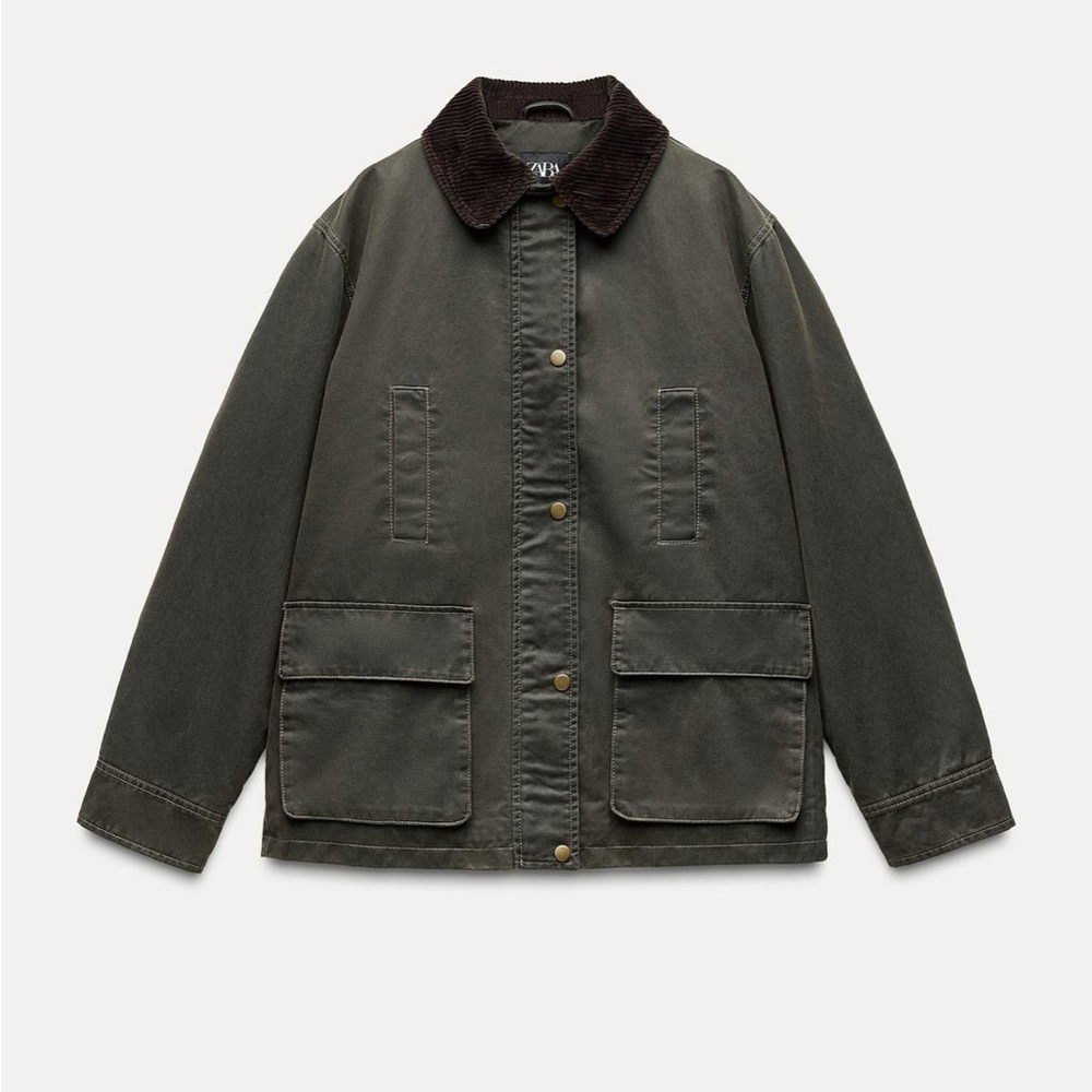 NWT Corduroy Collar Waxed Jacket ZARA
